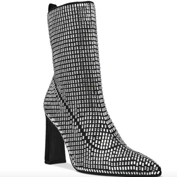 Wild Pair Shoes - Wild Pair Neptunne Sock Dress booties silver bling - 6